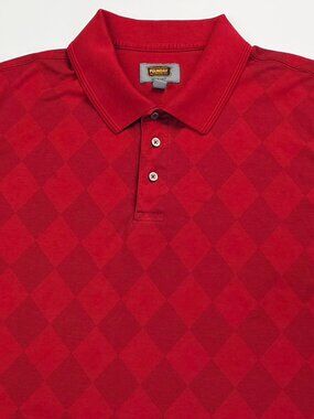 Foundry Quick Dry Red Diamond Argyle Pattern Mens Size 3XLT Short Sleeve Polo